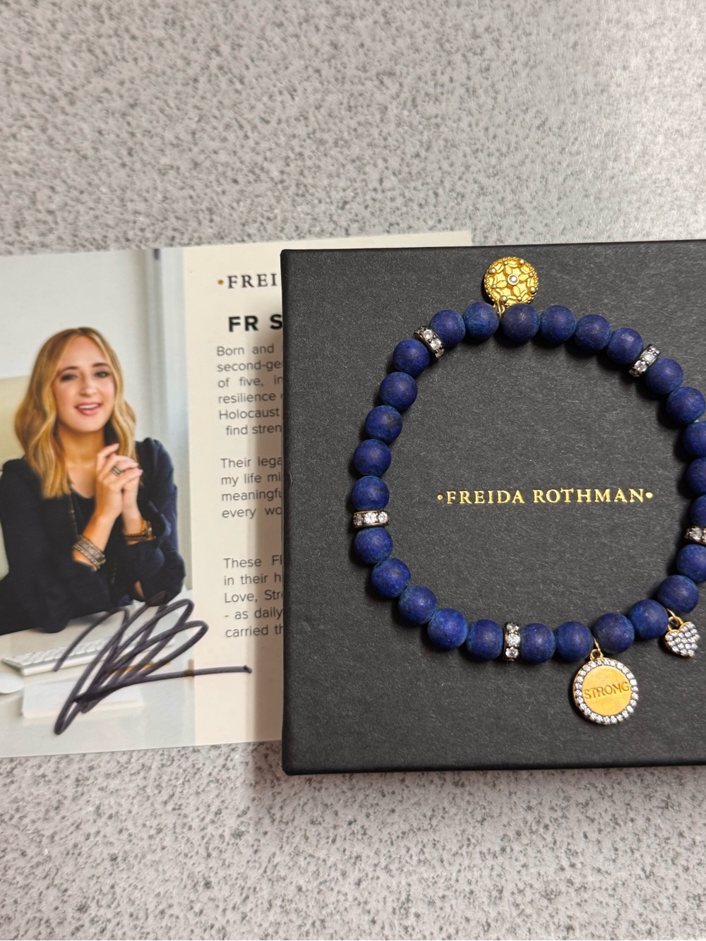 Freida Rothman Sapphire Blue Strong Sentiment Stretch Bracelet